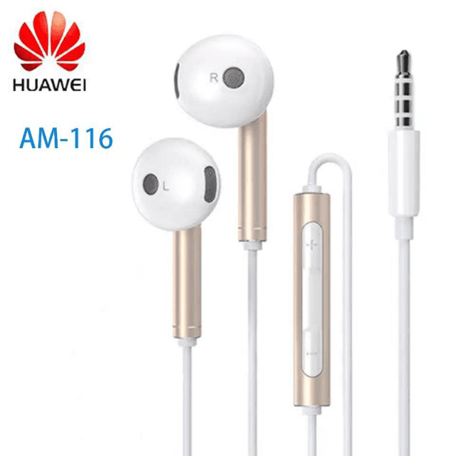 Original Huawei Earphone AM 116 Volume Mic 3.5mm Metal