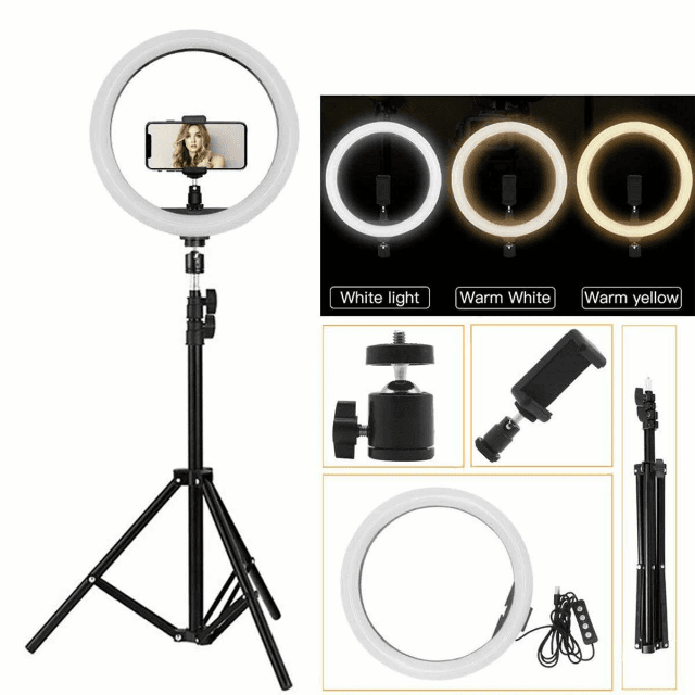 26cm 3 Colour Ring Light & Stand Adjustable