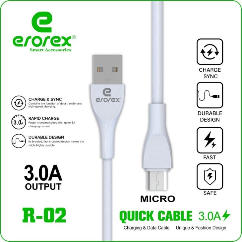erorex Safe & Fast Charging Data Cable R-02