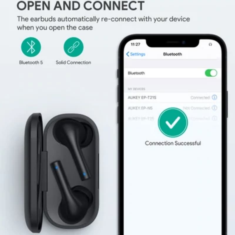 AUKEY EP-T21s Move Compact II Wireless Earbuds 3D Surround Sound Black