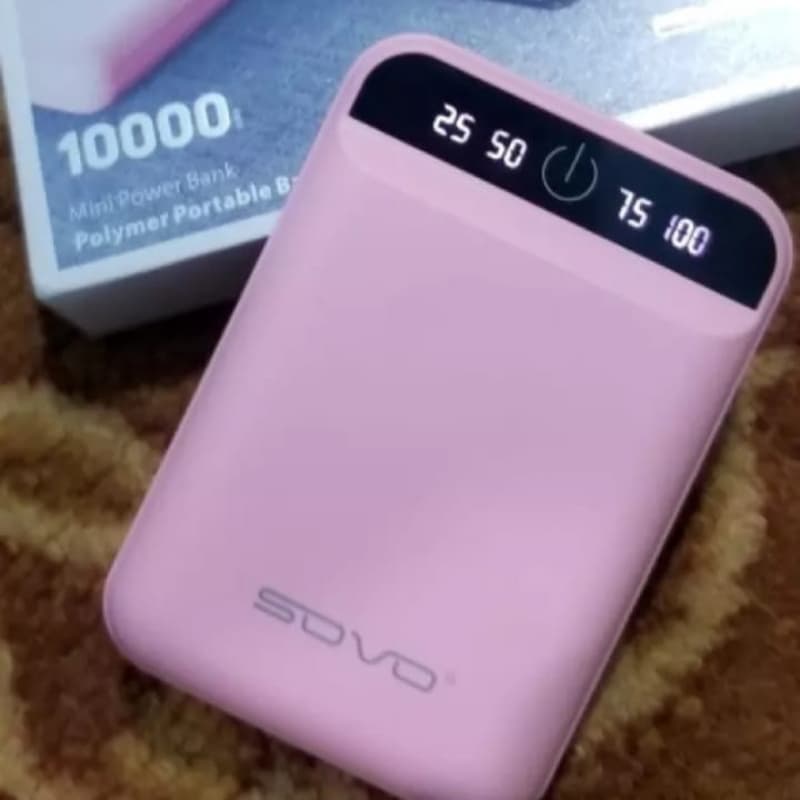 SOVO Mini Power Bank 10000mah With led Display Fast Charging & Mate Finish