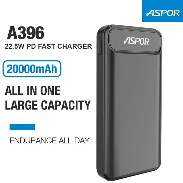 ASPOR A396PD 20000mAh 22.5W 4.0 VOOC PD Fast & Digital Display Power Bank