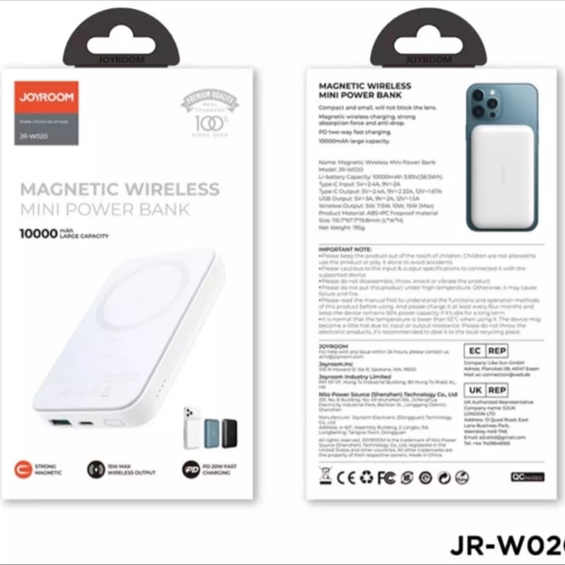 Joyroom Power Bank 10000mAh Magnetic Wireless Charging Powerbank 20W For iP