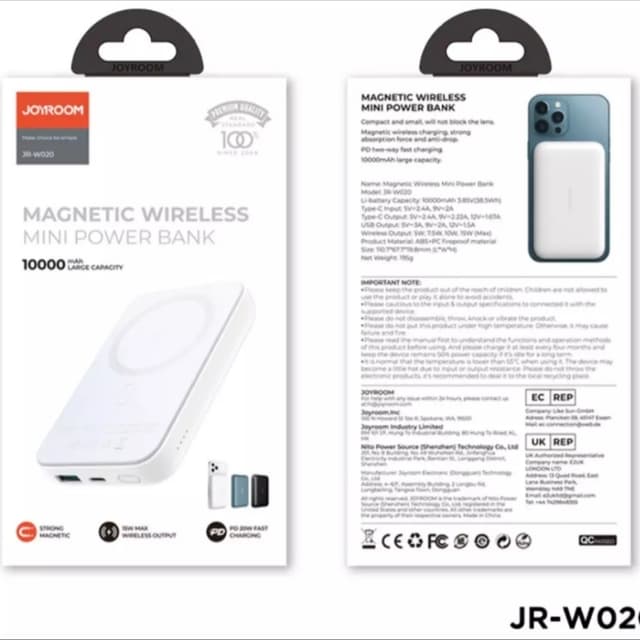 Joyroom Power Bank 10000mAh Magnetic Wireless Charging Powerbank 20W For iP