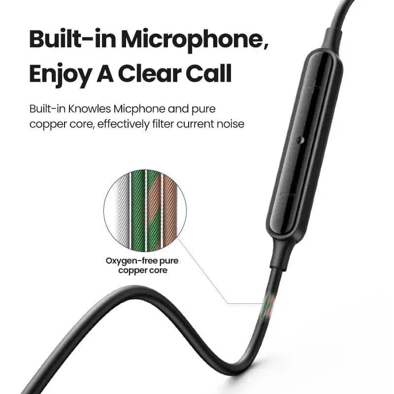UGREEN Type-C Full Bass Wired In-Ear Earbuds with Microphone Noise Cancelling HiFi Stereo Audio Sound