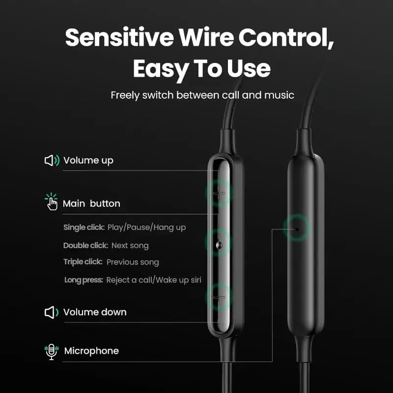 UGREEN Type-C Full Bass Wired In-Ear Earbuds with Microphone Noise Cancelling HiFi Stereo Audio Sound