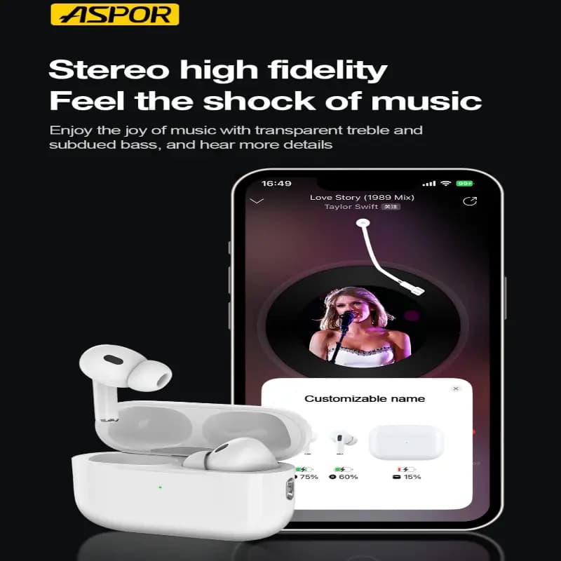 ASPOR A620 Earbuds Pro2 Tws Bluetooth Extra long Battery Backup
