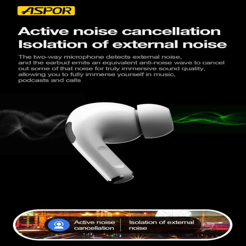 ASPOR A620 Earbuds Pro2 Tws Bluetooth Extra long Battery Backup