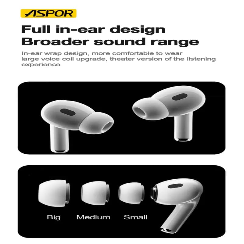ASPOR A620 Earbuds Pro2 Tws Bluetooth Extra long Battery Backup