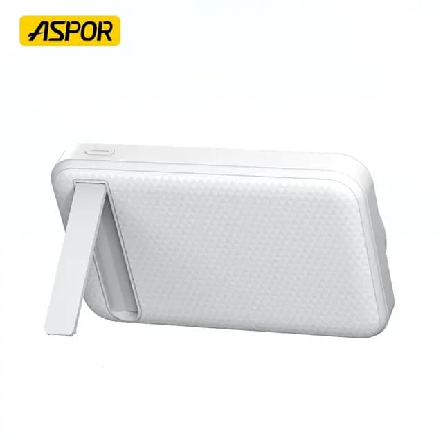 ASPOR A326 10000mAh Magnetic Wireless Power Bank 3-in-1 22.5W 15W Wireless Charging Magnetic Suction Bracket Power Bank Black&White